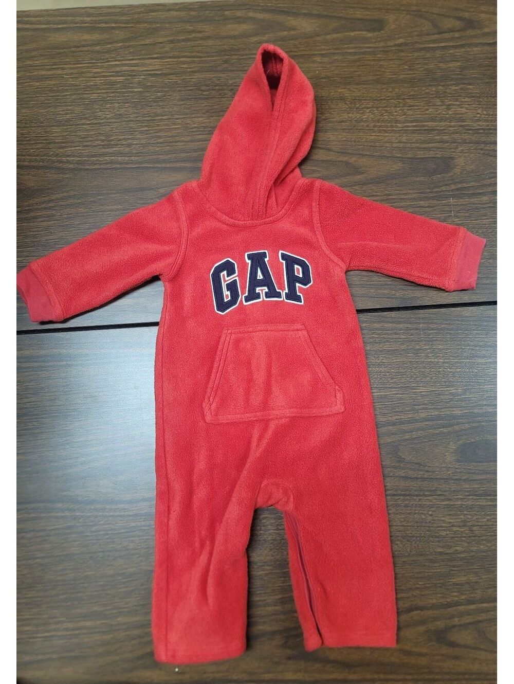 GAP Infant Red Fleece Hooded Jumpsuit